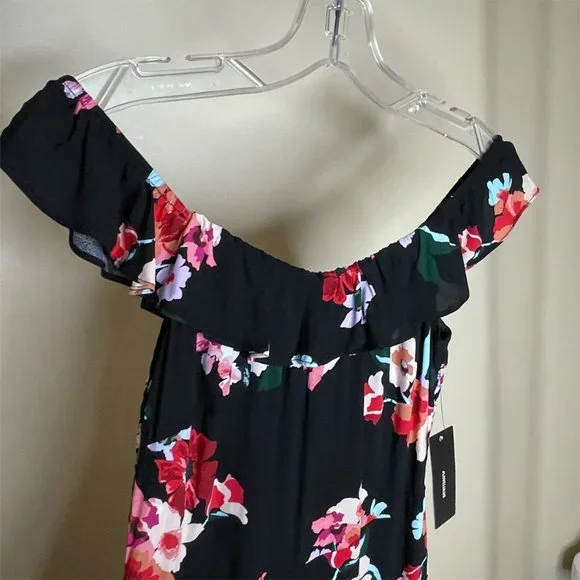 NWT Lulu's Pretty Petals Black Floral Print Culotte Jumpsuit - Picture 5 of 16